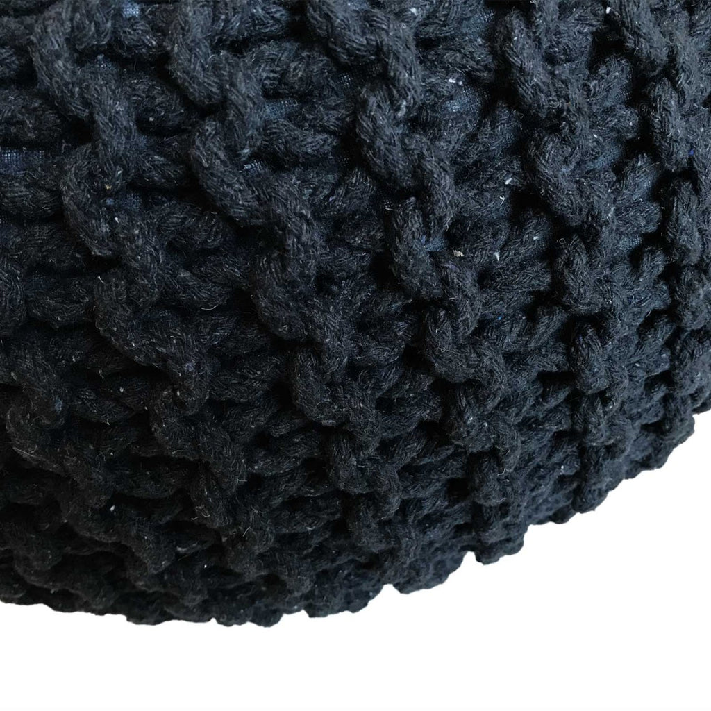 Puf/strikpuf grovstrik Ø55x37cm sort/antracit