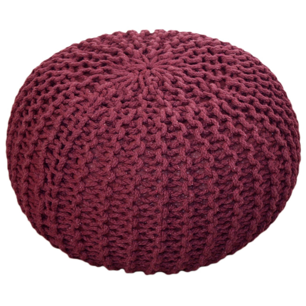 Puf/strikpuf grovstrik Ø55x37cm bordeaux