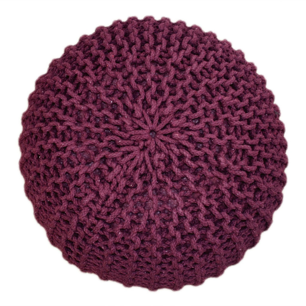 Puf/strikpuf grovstrik Ø55x37cm bordeaux