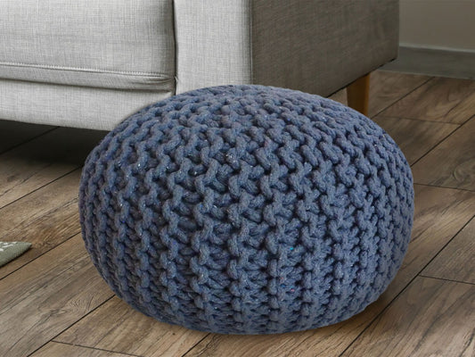 Puf/strikpuf grovstrik Ø55x37cm blå