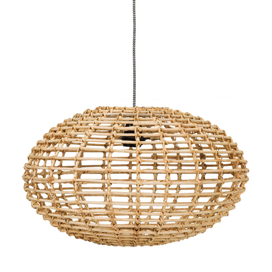 Græskar hængelampe af natur rattan