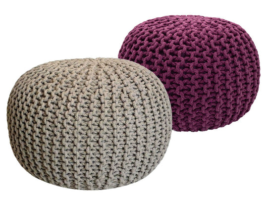 Puf/strikpuf grovstrik Ø55x37cm sæt med 2 stk.
