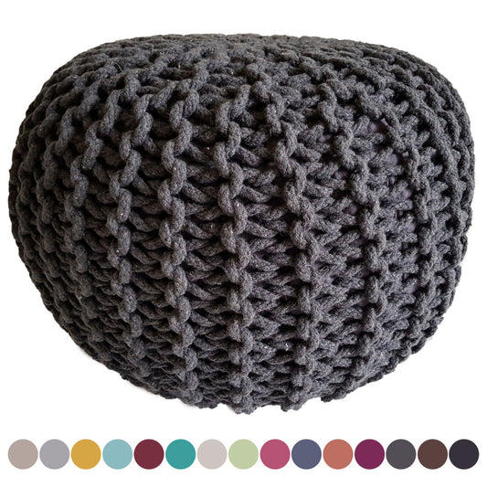 Puf/strikpuf grovstrik Ø45x30cm mørkegrå
