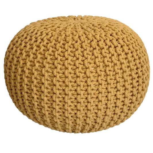 Puf/strikpuf grovstrik Ø45x30cm gul