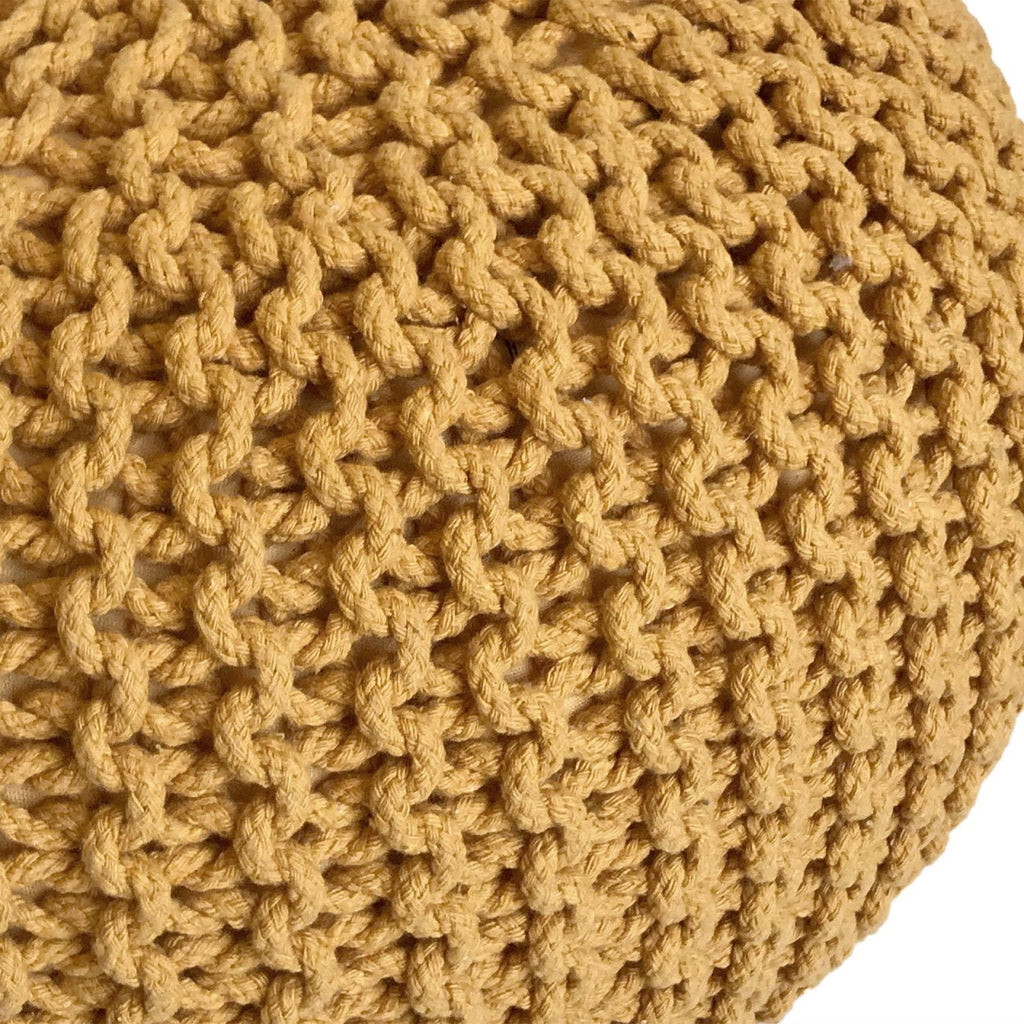 Puf/strikpuf grovstrik Ø45x30cm gul